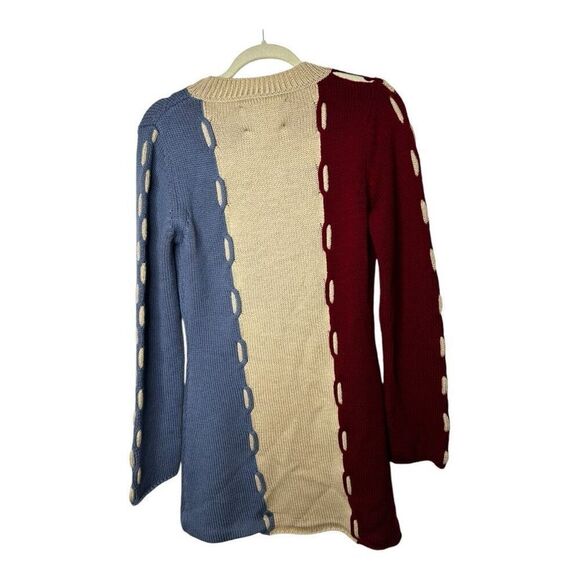 La DoubleJ. Braided Color block Long Sleeve Mini Sweater Dress Size M Wool - Picture 7 of 11